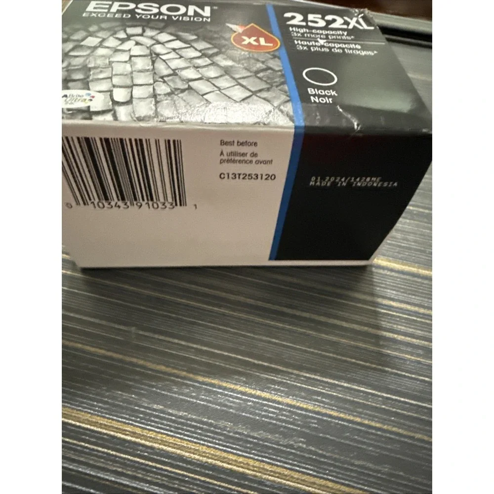 Genuine Epson 252 XL High Yield Black Ink T252XL120 Sealed Box NEW 01/2024